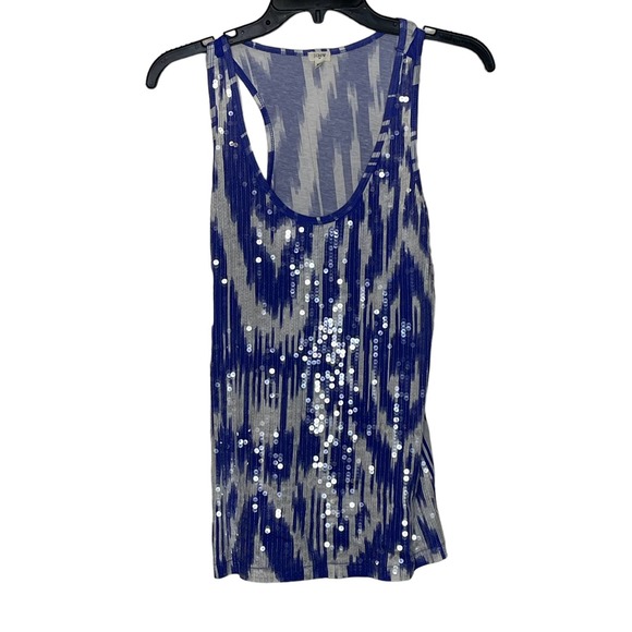 J. Crew Tops - J. Crew Tank Top Size XS Purple White‎ Pattern With Sequin Womens 100% Cotton